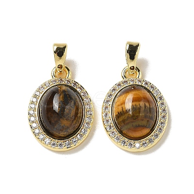 Natural Tiger Eye Pendants KK-R210-24G-1