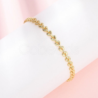 Brass Link Chain Bracelets for Women BJEW-C140-12G-1