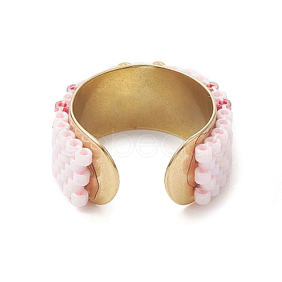 Glass Seed Beads Cuff Rings RJEW-MZ00016-02-1