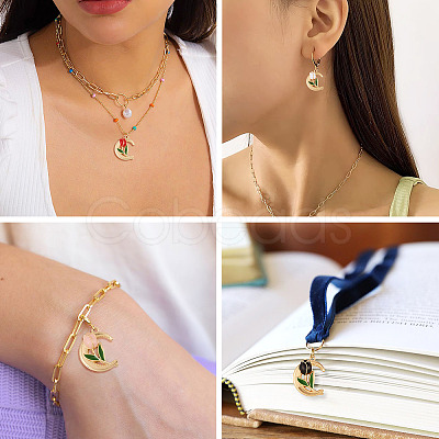 16Pcs 4 Colors Alloy Enamel Pendants ENAM-TA0002-29-1