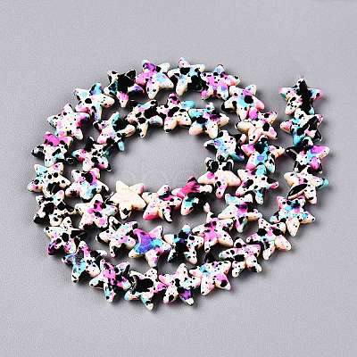 Spray Painted Synthetic Turquoise Beads Strands UNKW-T001-11F-1