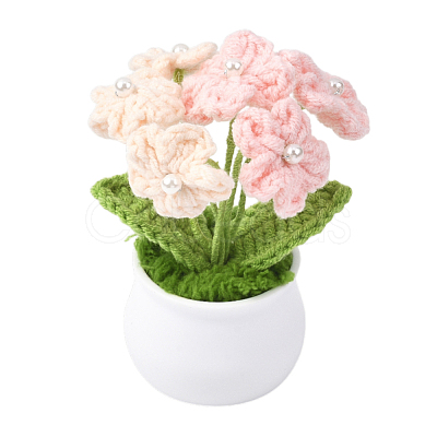 1Pc Hand Knitted Potted Plants Crochet Flower DJEW-SC0001-15E-1
