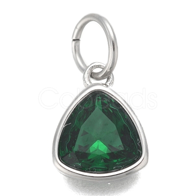 304 Stainless Steel Cubic Zirconia Pendant ZIRC-P080-B12-1