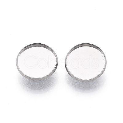 304 Stainless Steel Brooch Cabochon Settings STAS-E547-08C-P-1