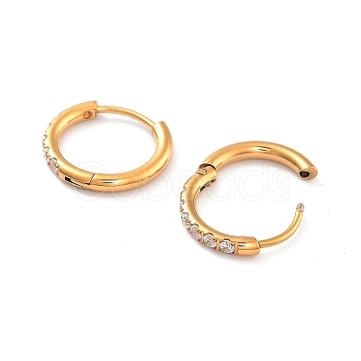 Ion Plating(IP) 316 Surgical Stainless Steel Pave Clear Cubic Zirconia Hoop Earrings Women EJEW-A109-01A-G-1