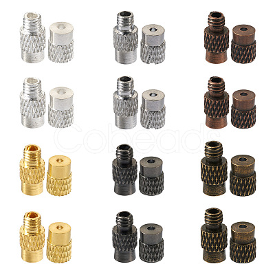 Kissitty 120Sets 6 Styles Column Brass Screw Clasps KK-KS0001-22-1