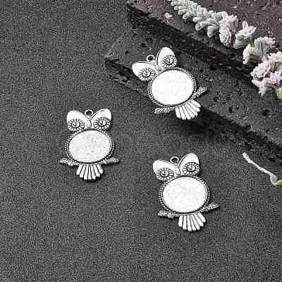 Tibetan Style Alloy Pendant Rhinestone Cabochon Settings X-TIBEP-4494-AS-FF-1