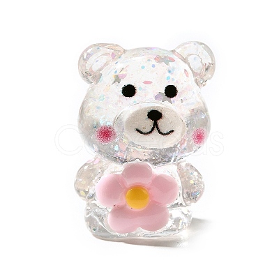 Transparent Resin Little Bear Ornament RESI-S015-01F-1