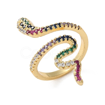 Brass Micro Pave Cubic Zirconia Cuff Rings RJEW-S044-049-1