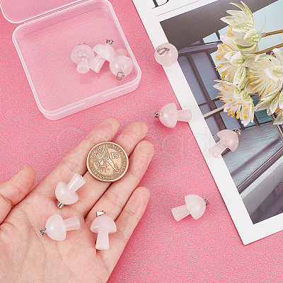10Pcs Natural Rose Quartz Pendants G-UN0001-18A-1