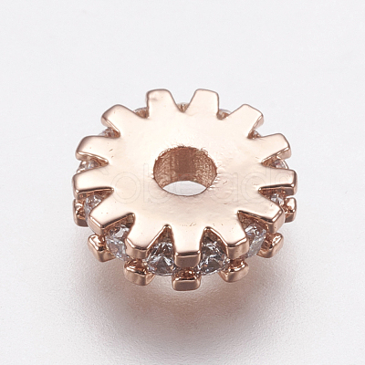 Brass Micro Pave Cubic Zirconia Bead Spacers ZIRC-E143-21RG-1