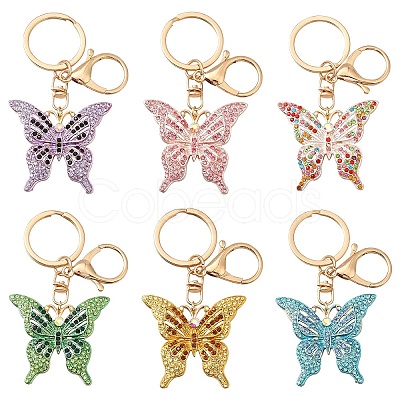 Butterfly Alloy Rhinestone Keychain KEYC-YW00114-01-1