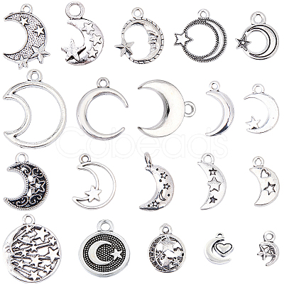 100Pcs 20 Styles Tibetan Style Alloy Pendants FIND-BM0001-17-1