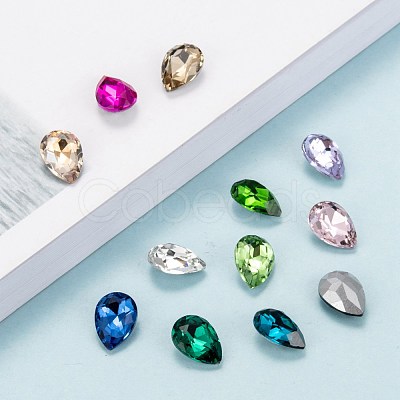 Pointed Back Glass Rhinestone Cabochons RGLA-T081-7x10mm-1