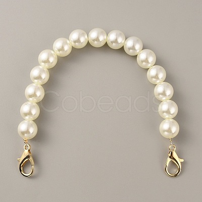 Resin Imitation Pearl Beaded Chain Purse Strap Extenders FIND-WH0143-96C-1