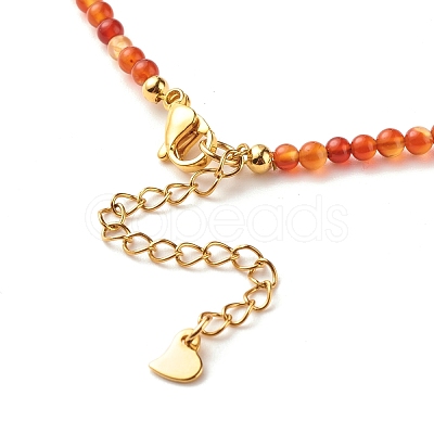 Natural Carnelian Beaded Necklaces for Women NJEW-JN03789-02-1