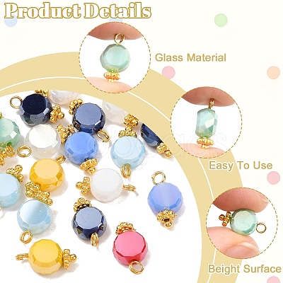 20Pcs Glass Pendants PALLOY-YW00121-1