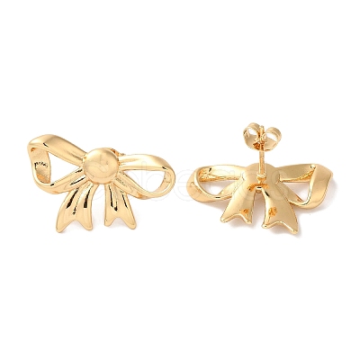 Bowknot Ion Plating(IP) 304 Stainless Steel Stud Earrings for Women EJEW-L287-035G-1