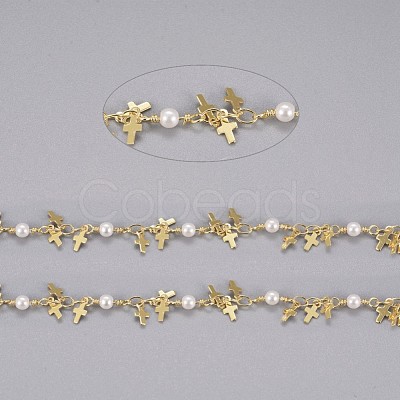 3.28 Feet Handmade Brass Beaded Chains X-CHC-I029-02G-1