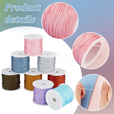 8 Rolls 8 Colors 23M Nylon Braided Cord OCOR-PH0002-62-1