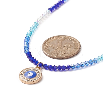 Alloy Enamel Evil Eye Pendant Necklace with Crystal Rhinestone NJEW-JN04206-1