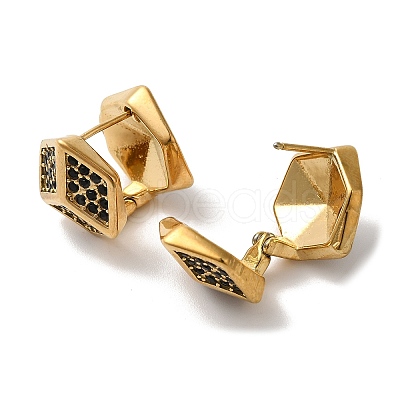 Stainless Steel with Rhinestone Hoop Earrings for Women EJEW-C110-17G-02-1