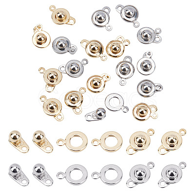 20 Sets 2 Colors 201 Stainless Steel Snap Clasps STAS-SC0004-14-1