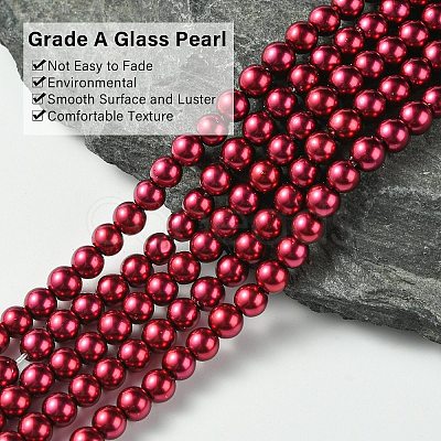 Eco-Friendly Dyed Glass Pearl Beads Strands HY-A008-5mm-RB084-1