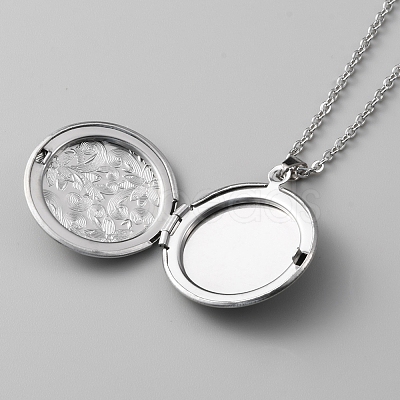 304 Stainless Steel Photo Locket Necklace NJEW-WH0016-10-1