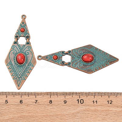 Tibetan Style Alloy with Acrylic Big Pendants PALLOY-F319-05A-R-1