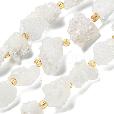 Electroplated Natural Druzy Agate Beads Strands G-G289-02B-1