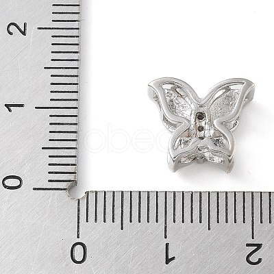 Brass Micro Pave Clear Cubic Zirconia Silde Charms KK-C086-02P-03-1