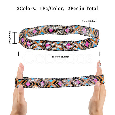 CHGCRAFT 2pcs 2 style Jute Braided & Plastic Hat Belt Sets FIND-CA0008-49-1