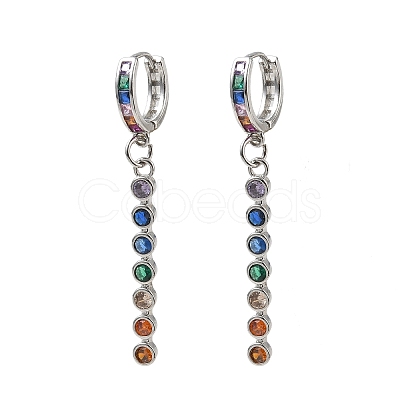 Brass Pave Cubic Zirconia Hoop Dangle Earrings KK-CBAD9DF-02P-B-1