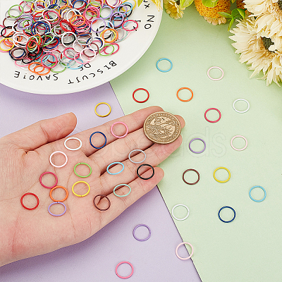 PandaHall Elite 225Pcs 15 Colors SPray Painted Zinc Alloy Jump Rings FIND-H0010-91B-1