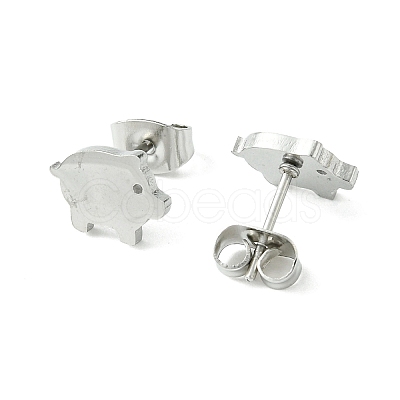 Non-Tarnish Cute Little Animal Theme 304 Stainless Steel Stud Earrings EJEW-B041-02B-P-1