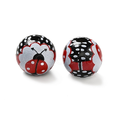 Printed Wood Round Beads LS-WOOD-C012-01A-1