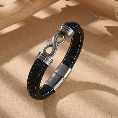 Braided Microfiber Leather Cord Bracelets for Men BJEW-Z081-07P-02-1