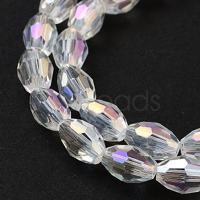 Transparent Electroplate Glass Beads Strands EGLA-A037-T6x8mm-B01-1