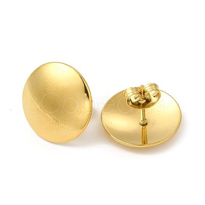 Ion Plating(IP) 304 Stainless Steel Flat Round Stud Earrings for Women EJEW-I281-31G-1
