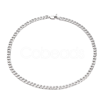 Non-Tarnish Men's 304 Stainless Steel Cuban Link Chain Necklaces X-NJEW-JN03170-01-1