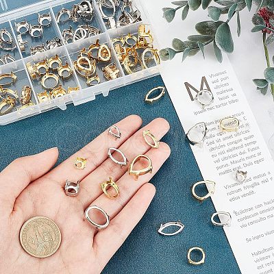 96Pcs 24 Styles Brass Open Back Bezel Sew on Prong Settings KK-CA0003-16-1