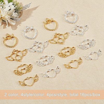 16Pcs 4 Style Alloy Open Back Bezel Big Pendants FIND-OC0001-65-1
