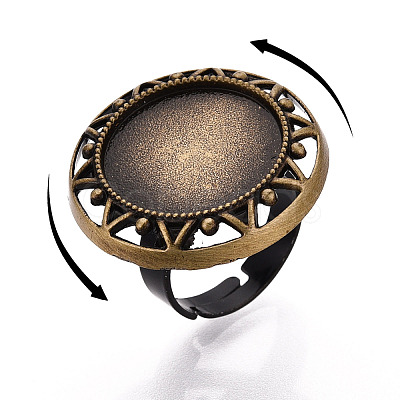 Adjustable Alloy & Iron Bezel Cup Ring Base with Rotatable Tray MAK-T012-12AB-1
