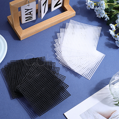 20Pcs 2 Colors Square Plastic Mesh Canvas Sheets DIY-GF0009-67-1