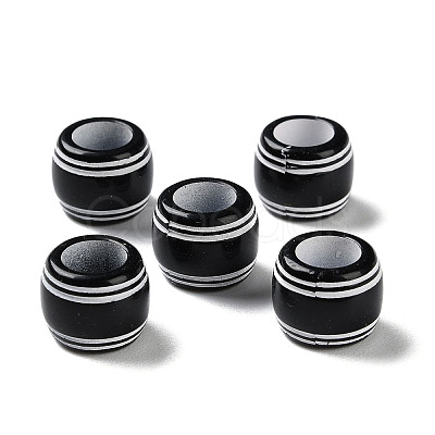 Spray Printed Opaque Acrylic European Beads SACR-P031-32B-01-1
