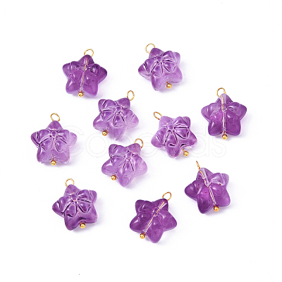 10Pcs Star with Bowknot Glass Pendants PALLOY-YW00059-03-1