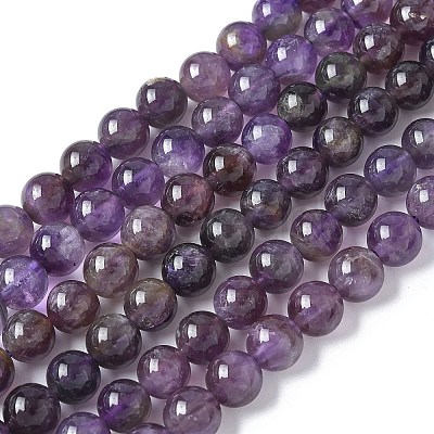Natural Amethyst Beads Strands G-M445-8MM-01B-1