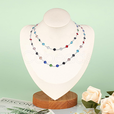 1Roll Handmade Glass Flat Round Link Chains CHC-BBC0001-14-1