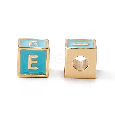 Rack Plating Brass Enamel Beads KK-B060-04G-06E-1